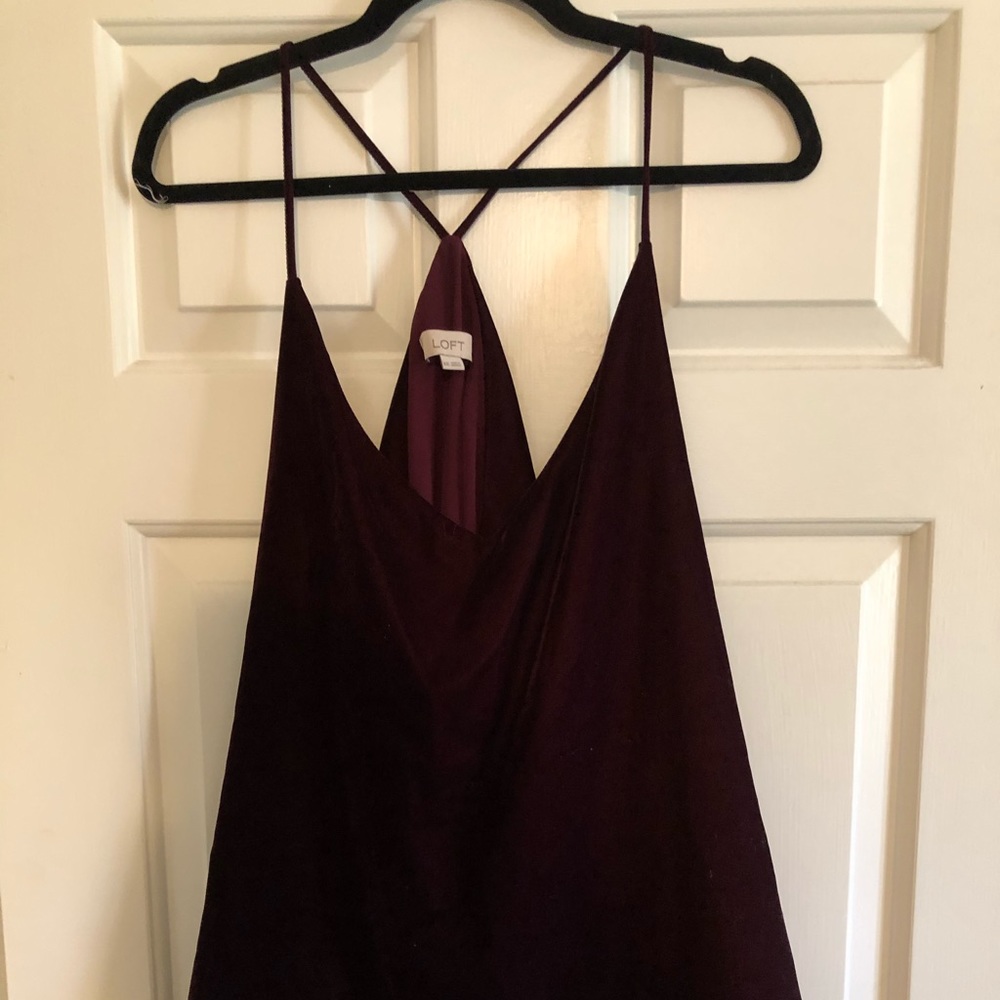 Loft merlot colored velvet swingy top